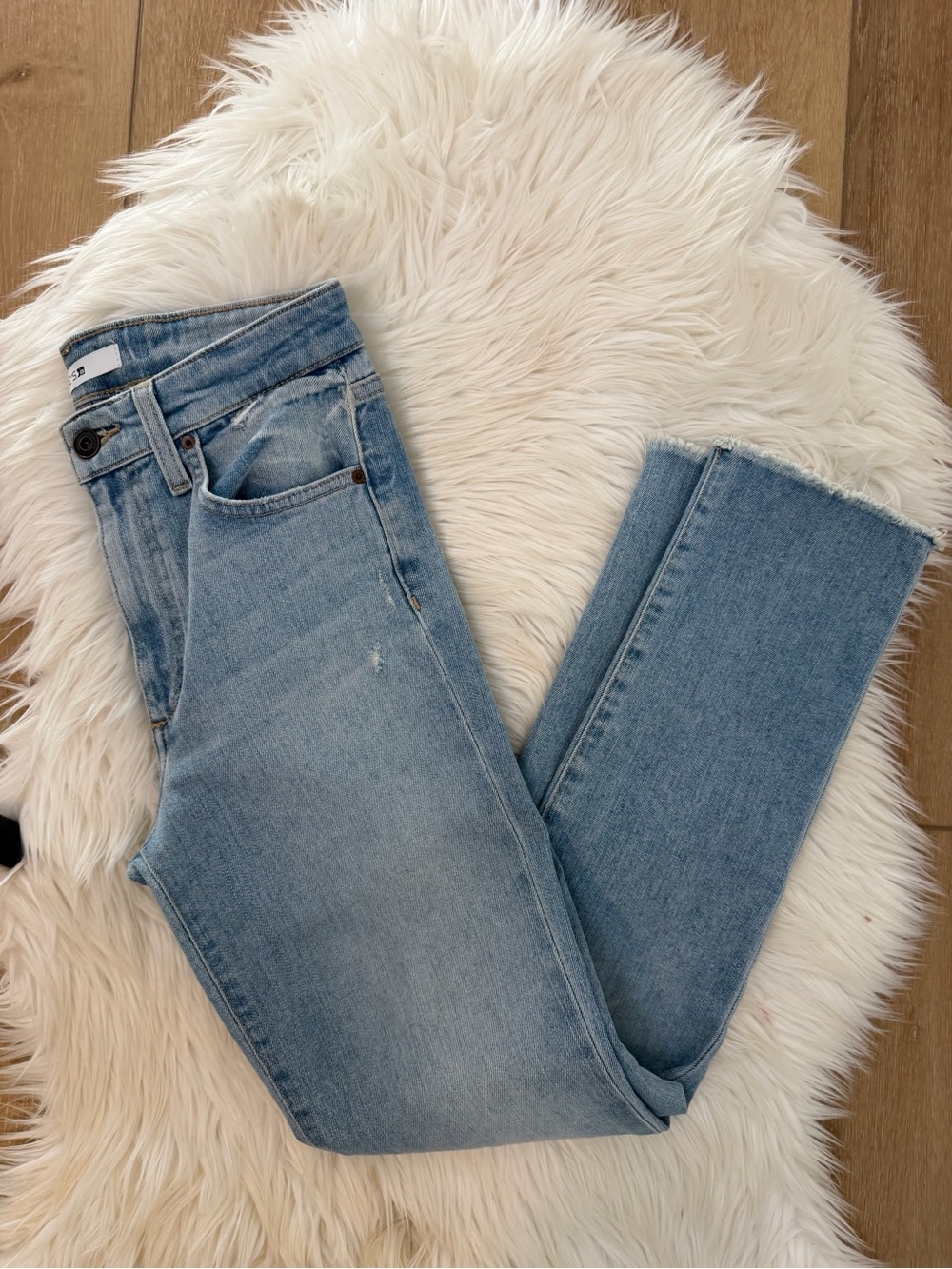 Joe's Jeans High Rise Straight Ankle Light Wash Denim Jeans Fray Hem Size 26